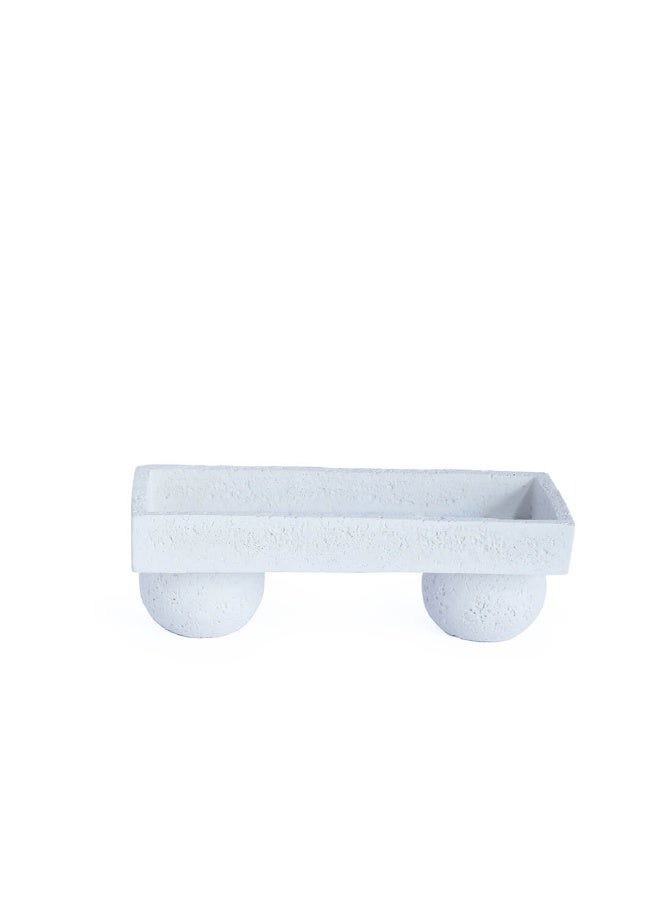Si Bonne Natural Travertine Stone Rectangular Bathtub Tray with Elevated Sphere Legs, Bathroom Spa Organizer for Candles, Toiletries, Skincare Bottles and Decorative Display - Image 1